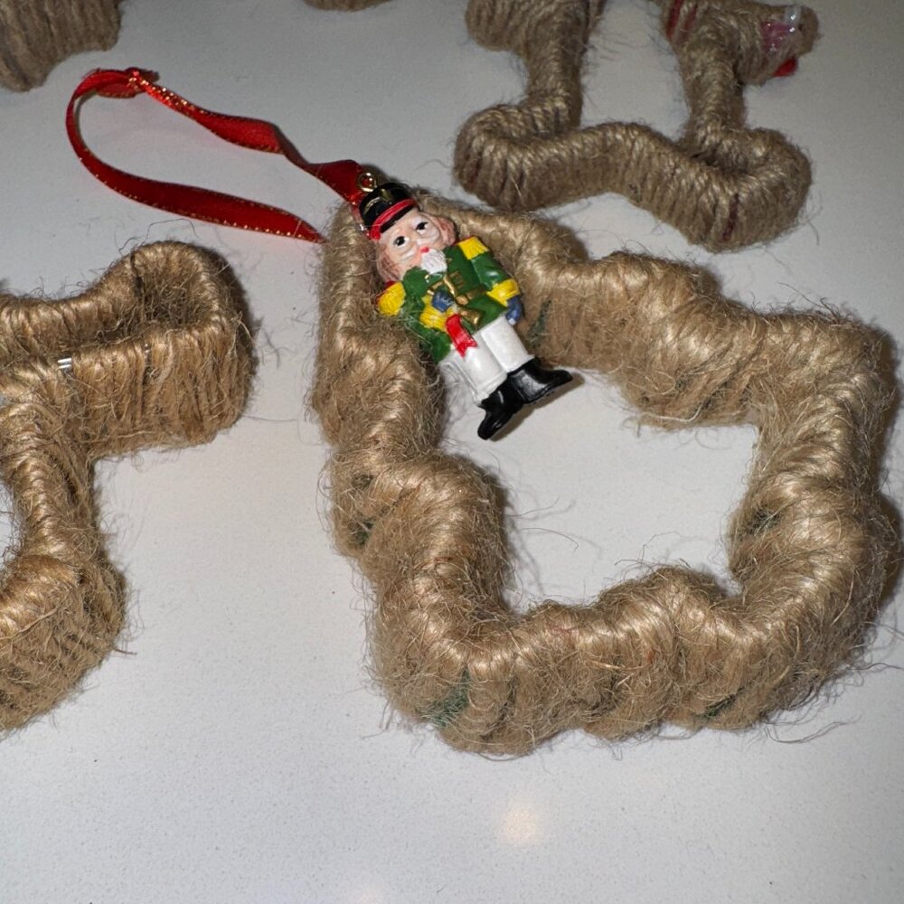 6 Christmas Tree Ornaments Cookie Cutters wrapped in Twine Handmade